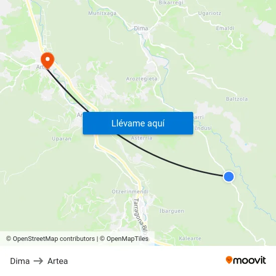 Dima to Artea map