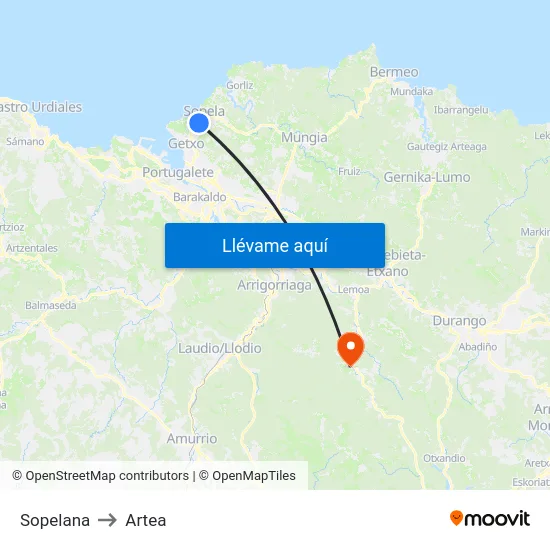 Sopelana to Artea map