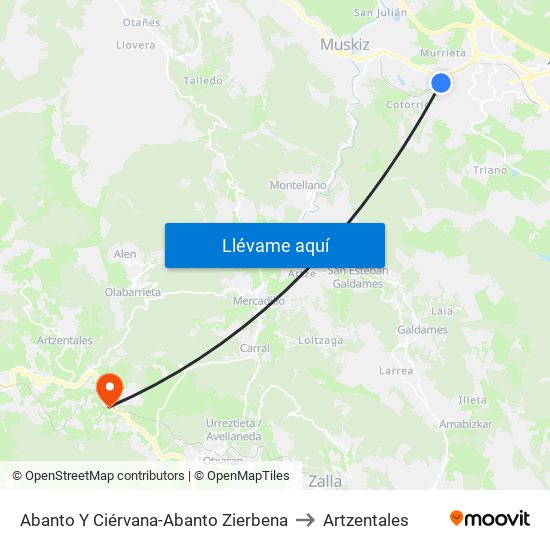 Abanto Y Ciérvana-Abanto Zierbena to Artzentales map