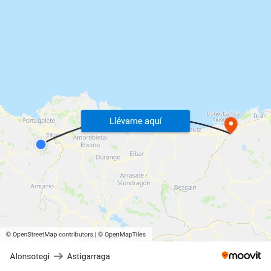 Alonsotegi to Astigarraga map