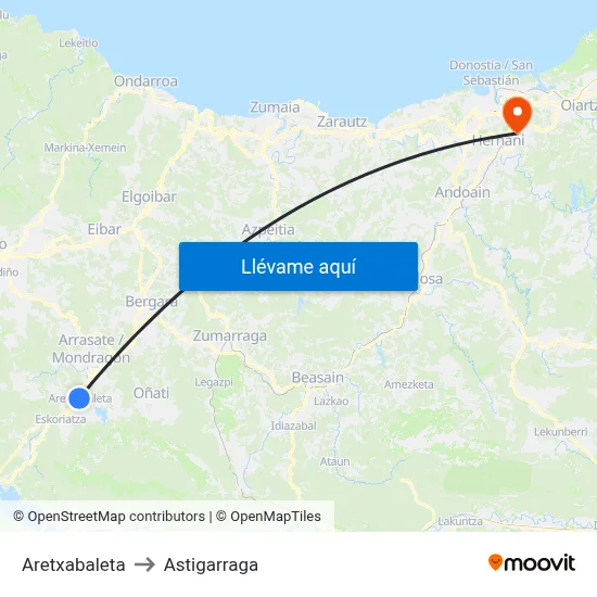 Aretxabaleta to Astigarraga map