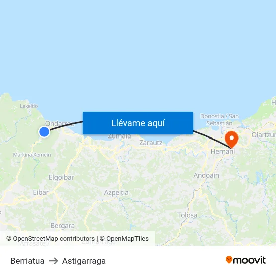 Berriatua to Astigarraga map