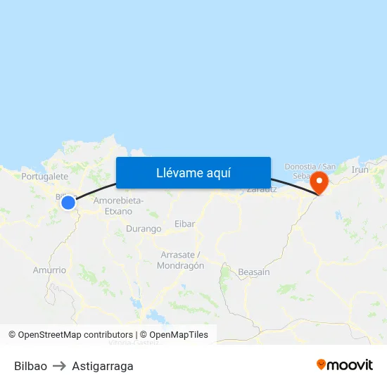 Bilbao to Astigarraga map