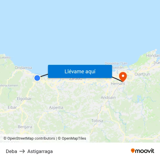 Deba to Astigarraga map
