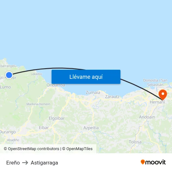 Ereño to Astigarraga map