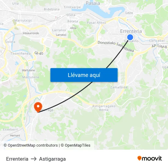 Errenteria to Astigarraga map