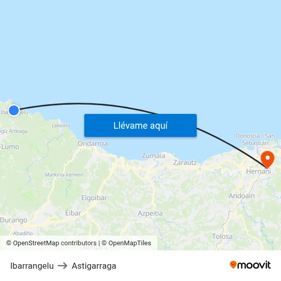 Ibarrangelu to Astigarraga map