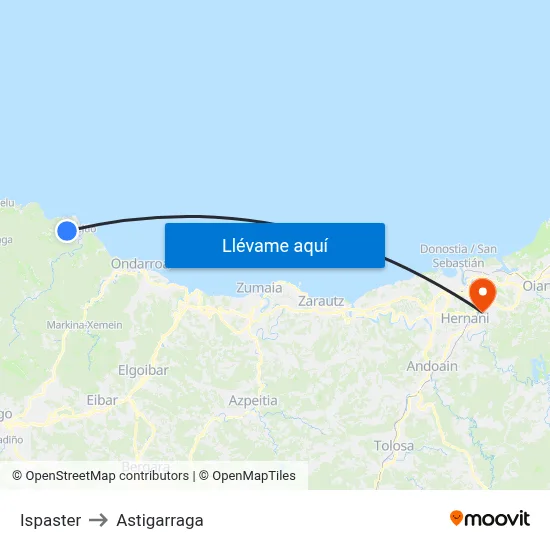 Ispaster to Astigarraga map