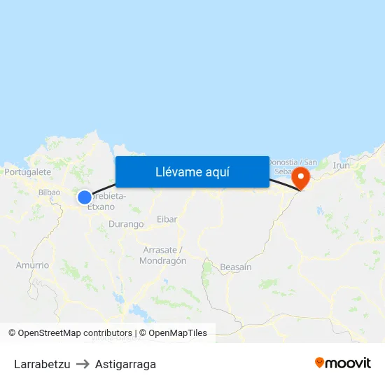 Larrabetzu to Astigarraga map