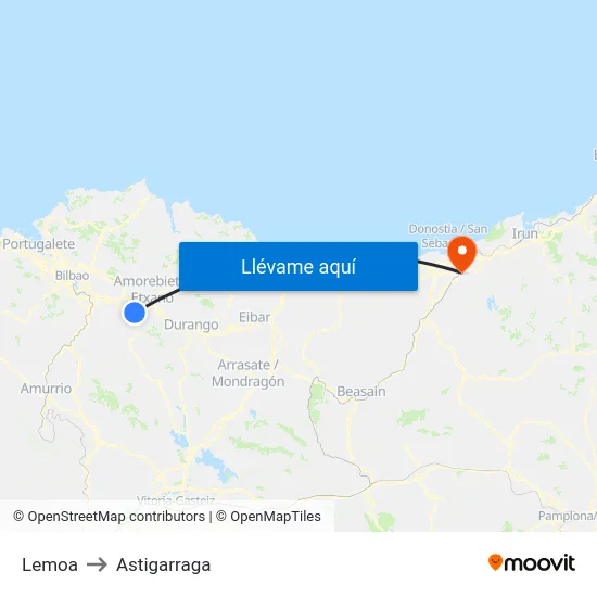 Lemoa to Astigarraga map