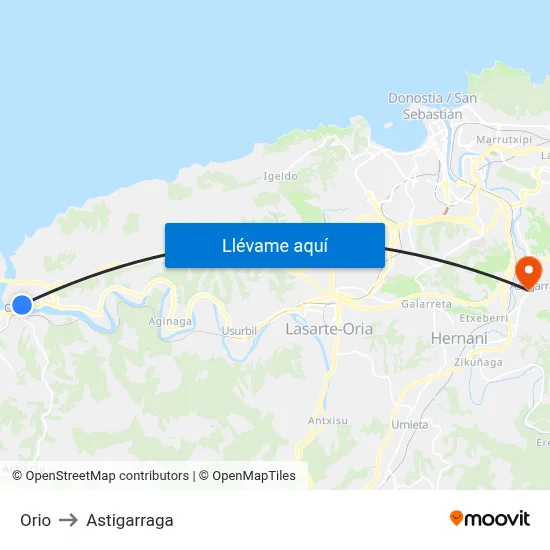 Orio to Astigarraga map