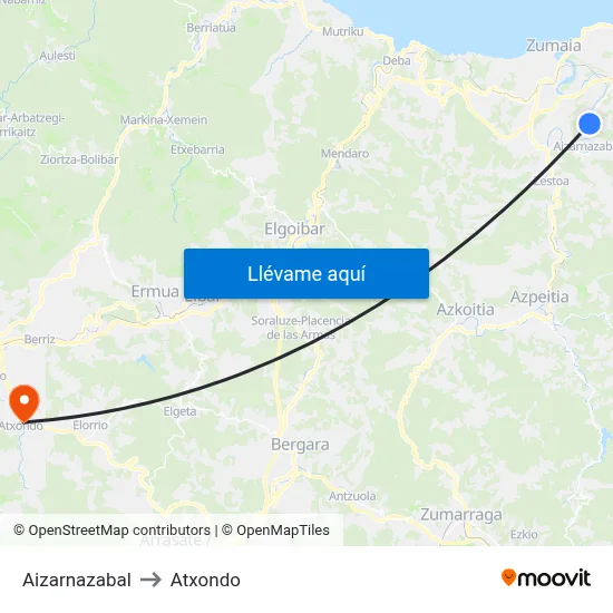 Aizarnazabal to Atxondo map