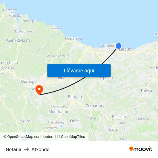 Getaria to Atxondo map