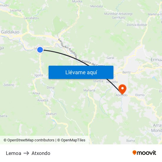 Lemoa to Atxondo map