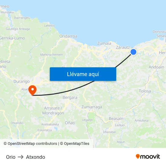 Orio to Atxondo map