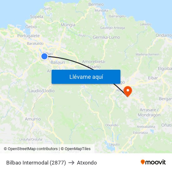 Bilbao Intermodal (2877) to Atxondo map