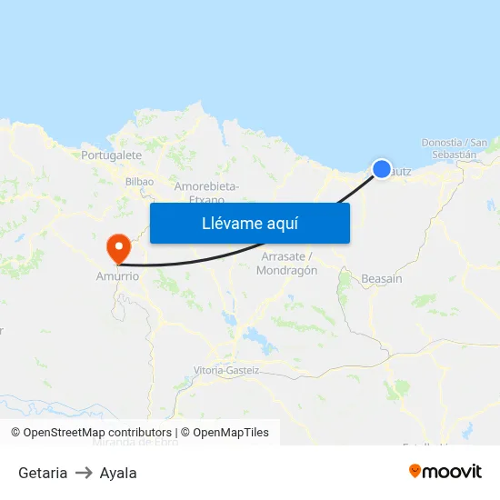 Getaria to Ayala map
