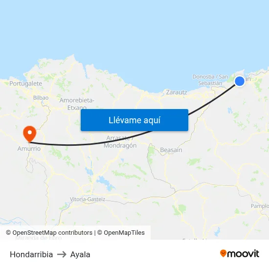 Hondarribia to Ayala map