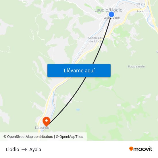 Llodio to Ayala map