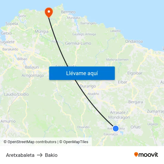Aretxabaleta to Bakio map