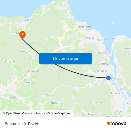 Busturia to Bakio map