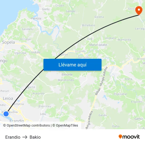 Erandio to Bakio map