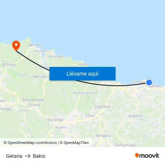 Getaria to Bakio map