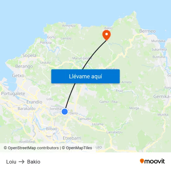 Loiu to Bakio map