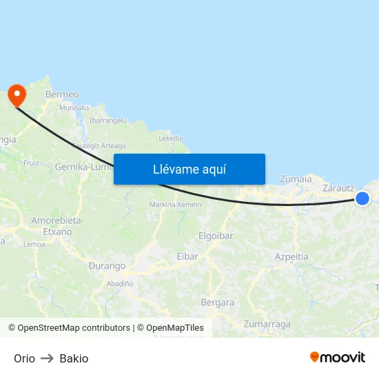 Orio to Bakio map