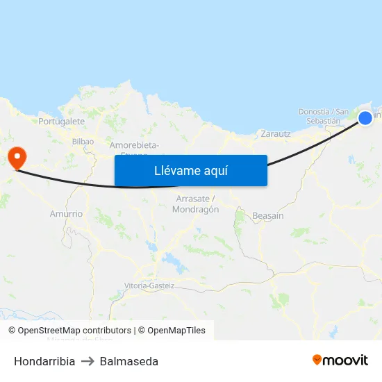 Hondarribia to Balmaseda map