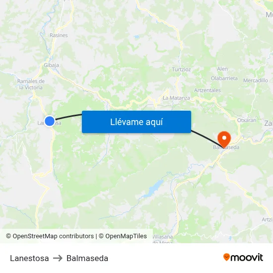 Lanestosa to Balmaseda map