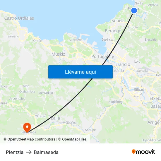 Plentzia to Balmaseda map