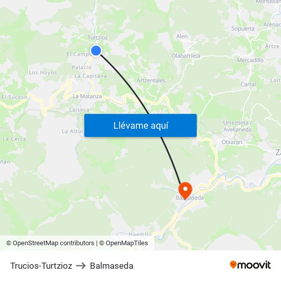 Trucios-Turtzioz to Balmaseda map