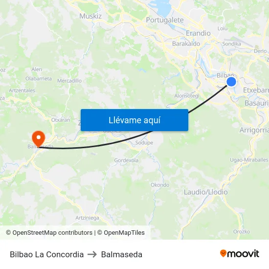 Bilbao La Concordia to Balmaseda map