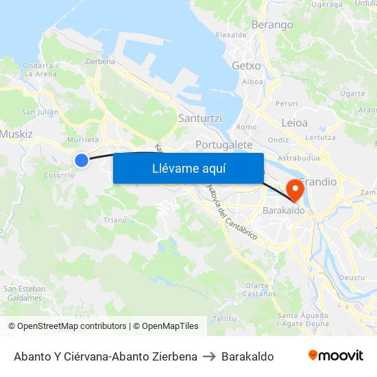 Abanto Y Ciérvana-Abanto Zierbena to Barakaldo map