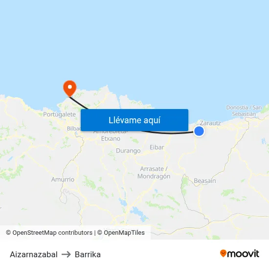 Aizarnazabal to Barrika map