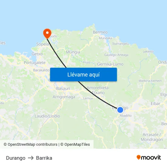 Durango to Barrika map