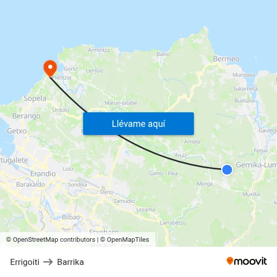 Errigoiti to Barrika map