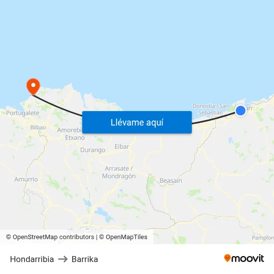 Hondarribia to Barrika map