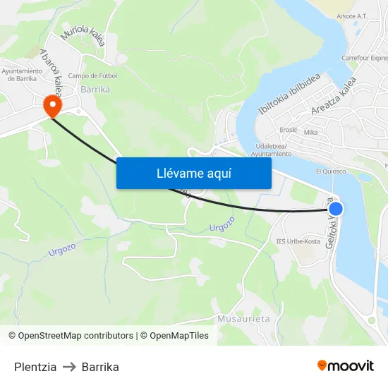 Plentzia to Barrika map