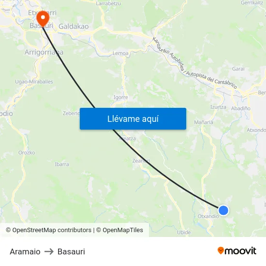 Aramaio to Basauri map