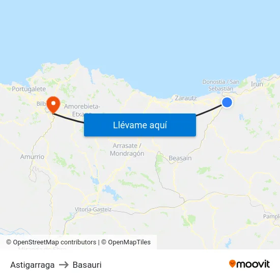 Astigarraga to Basauri map