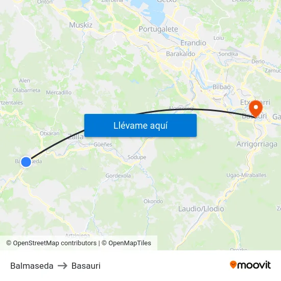 Balmaseda to Basauri map