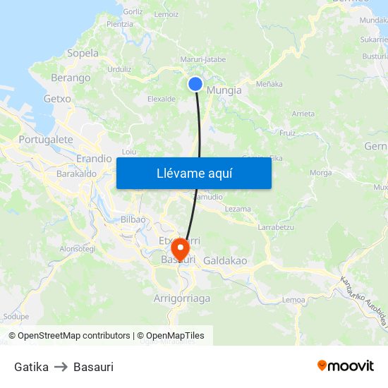 Gatika to Basauri map