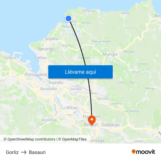 Gorliz to Basauri map