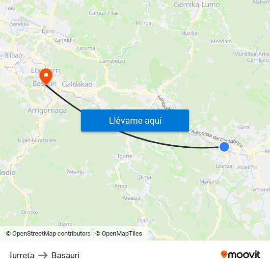 Iurreta to Basauri map