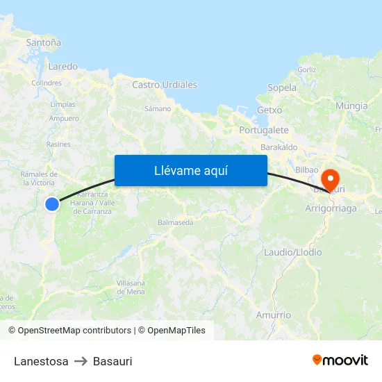 Lanestosa to Basauri map