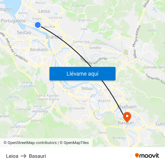 Leioa to Basauri map