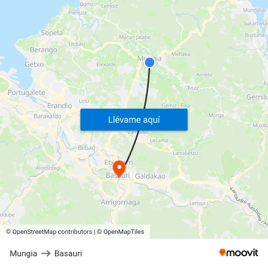Mungia to Basauri map