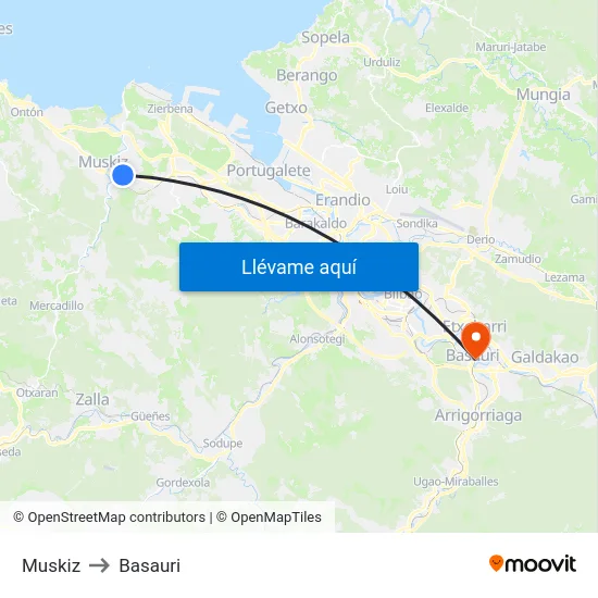 Muskiz to Basauri map